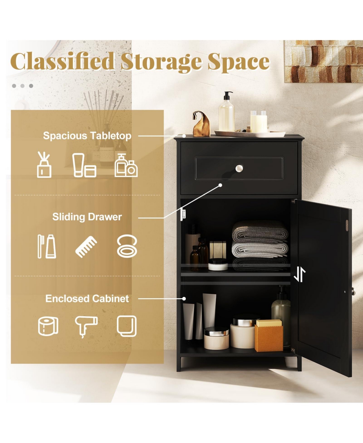 Volenca Bathroom Cabinet with Drawer Single Door with Adjustable Shelf