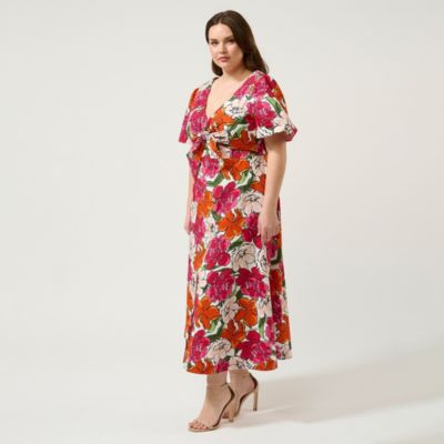 Plus Size Nadja Wrap Front Midi Dress