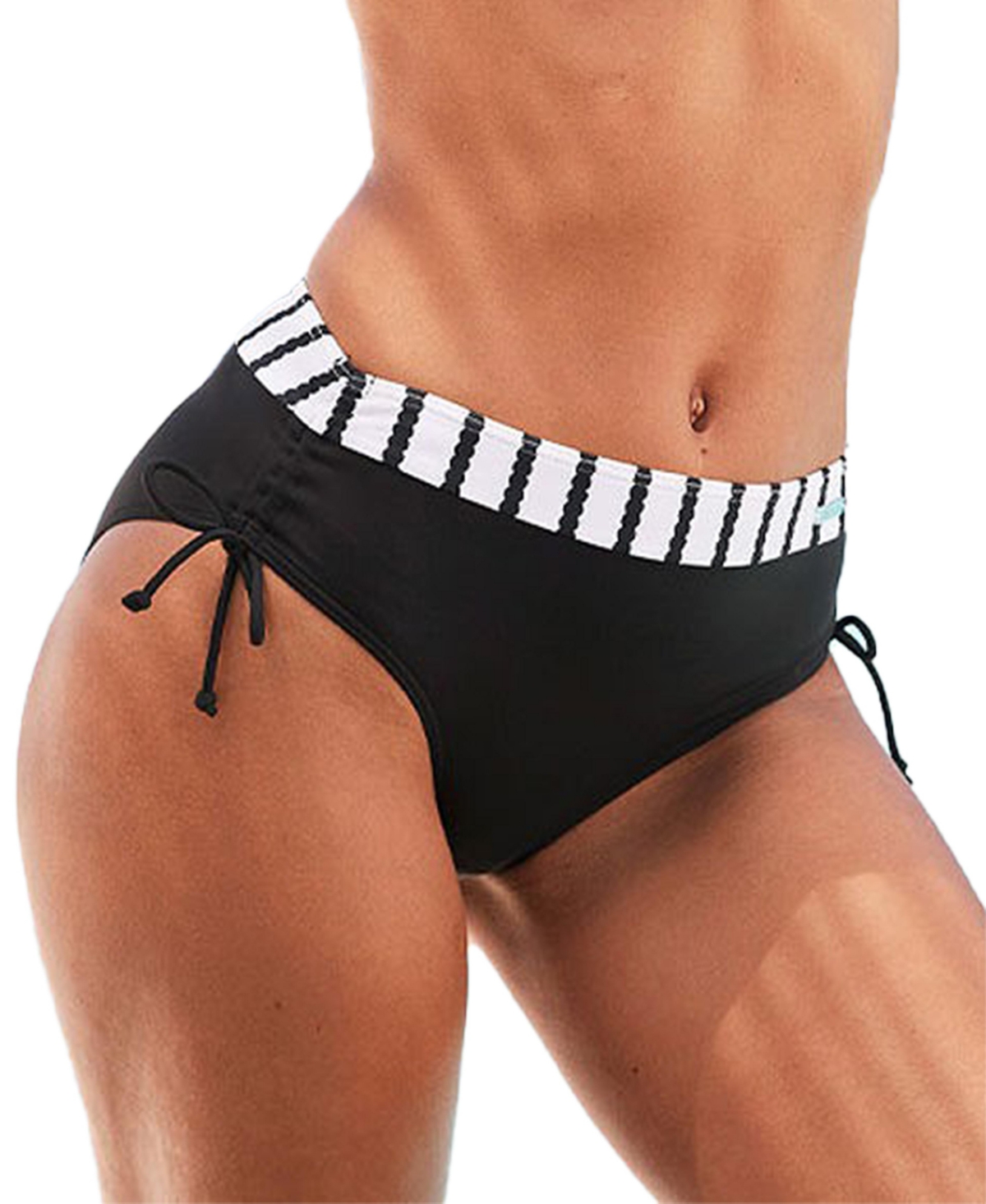 Women's Side Tie Full Coverage Bikini Swimsuit Bottom - Black  white