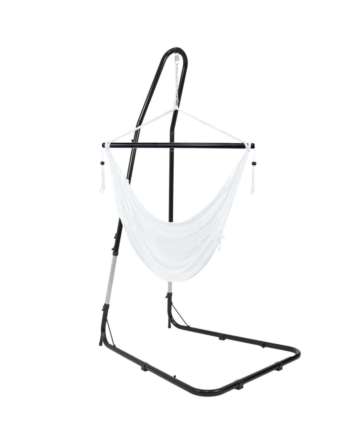 Sunnydaze Decor Caribbean Style Extra Large Hanging Rope Hammock Chair Swing with Stand - 300 lb Weight Capacity - White