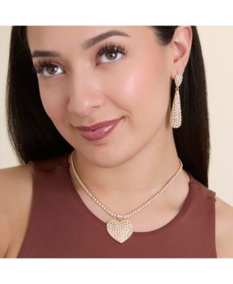 Gold-Tone Heart Pendant Link Chain Necklace