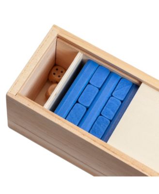 Walnut Stain Wood Blocks Tower Game with Wooden Box, 12 in.