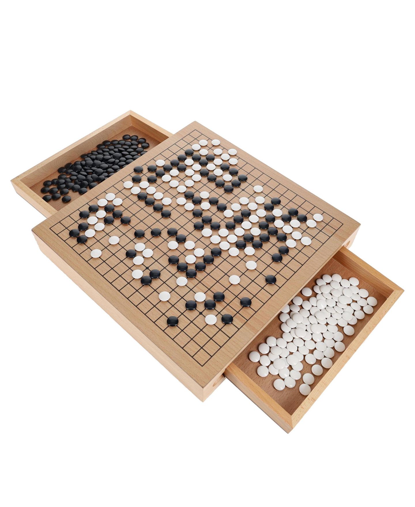 Детские игрушки WE Games Wooden Strategy Go Set with Pull-Out Drawers Board Game, 361 Pieces, Ages 12+, цвет: Натуральный — фото 4