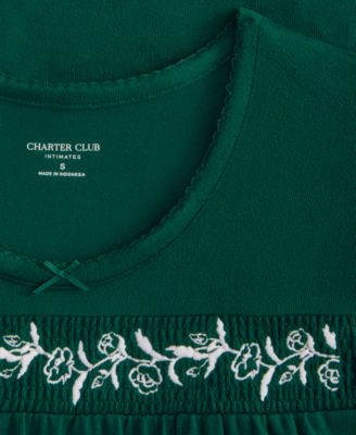 Women's Long-Sleeve Embroidered Knit Nightgown