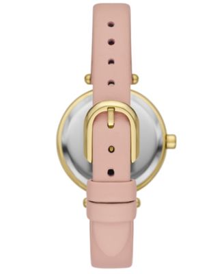 Women's Gracie Round Three-Hand Pink Leather Watch, 32mm