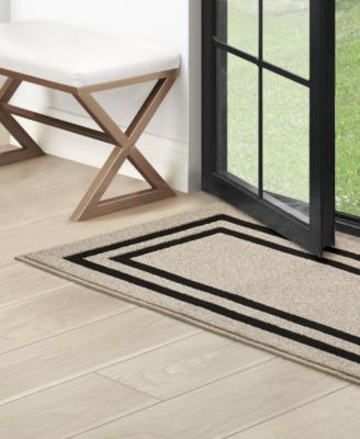 Jean Pierre Double Line Border Tufted - Machine Washable Runner Rug, 26" x 60"