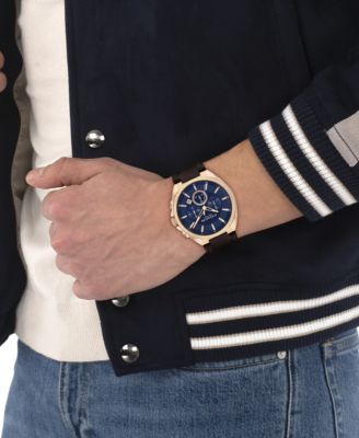 Men's Jackson Dark Brown Leather Calfskin Bracelet Watch, 44mm