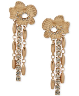 lonna & lilly - Flower Stone Chain Linear Earrings
