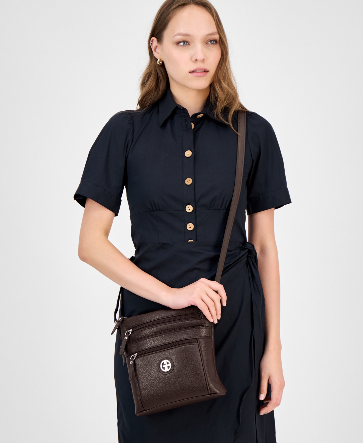 Giani Bernini Small Pebbled Crossbody, Macy's Exclusive In Brown