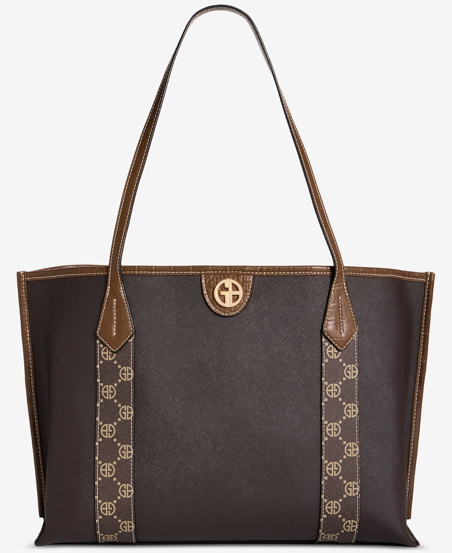 Женская сумка Giani Bernini Extra Large Monogram Block, цвет: Кофейный / Орех коричневый — фото 1