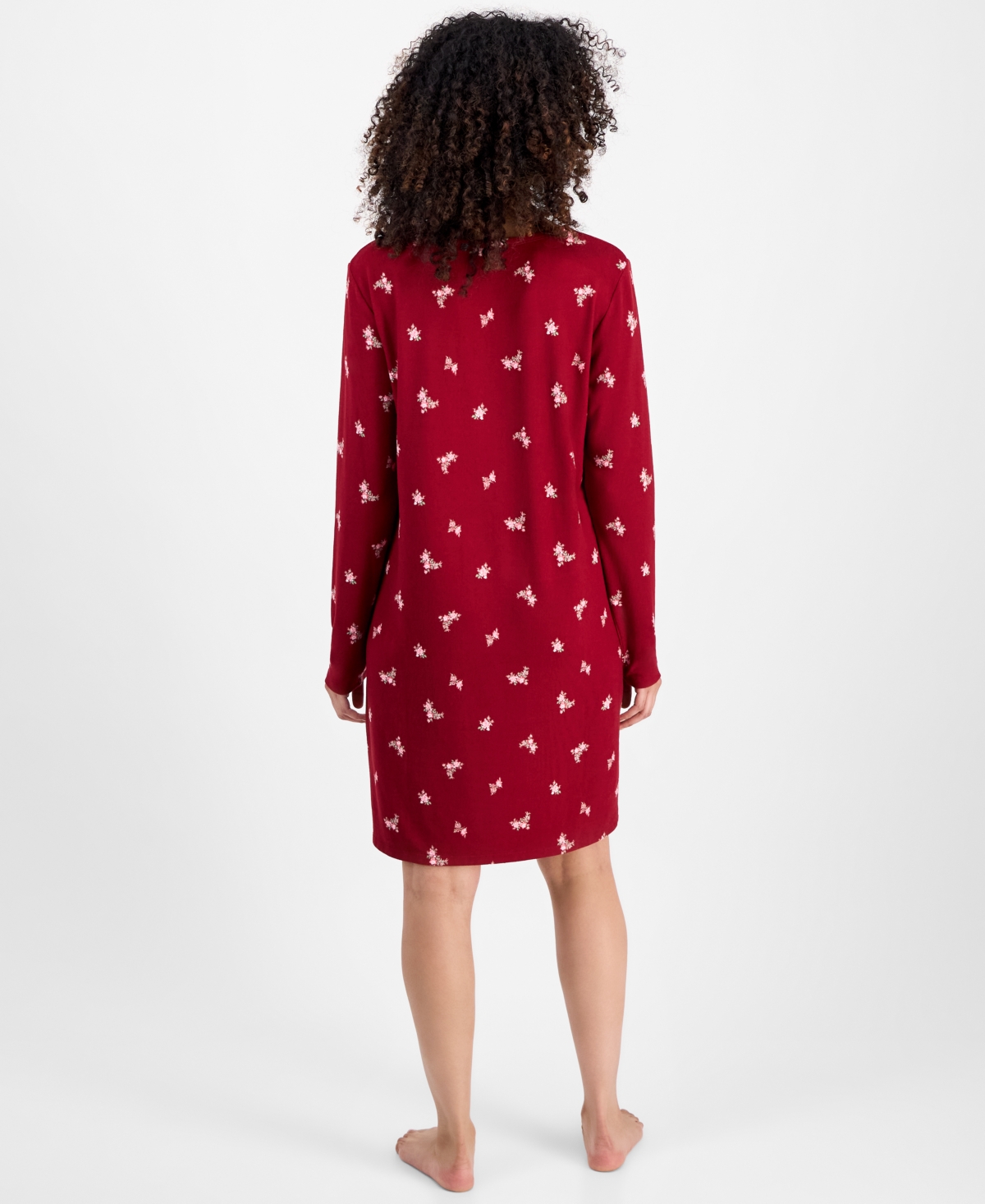 Charter Club Women's Jersey Printed Long Sleeve Sleepshirt In Red