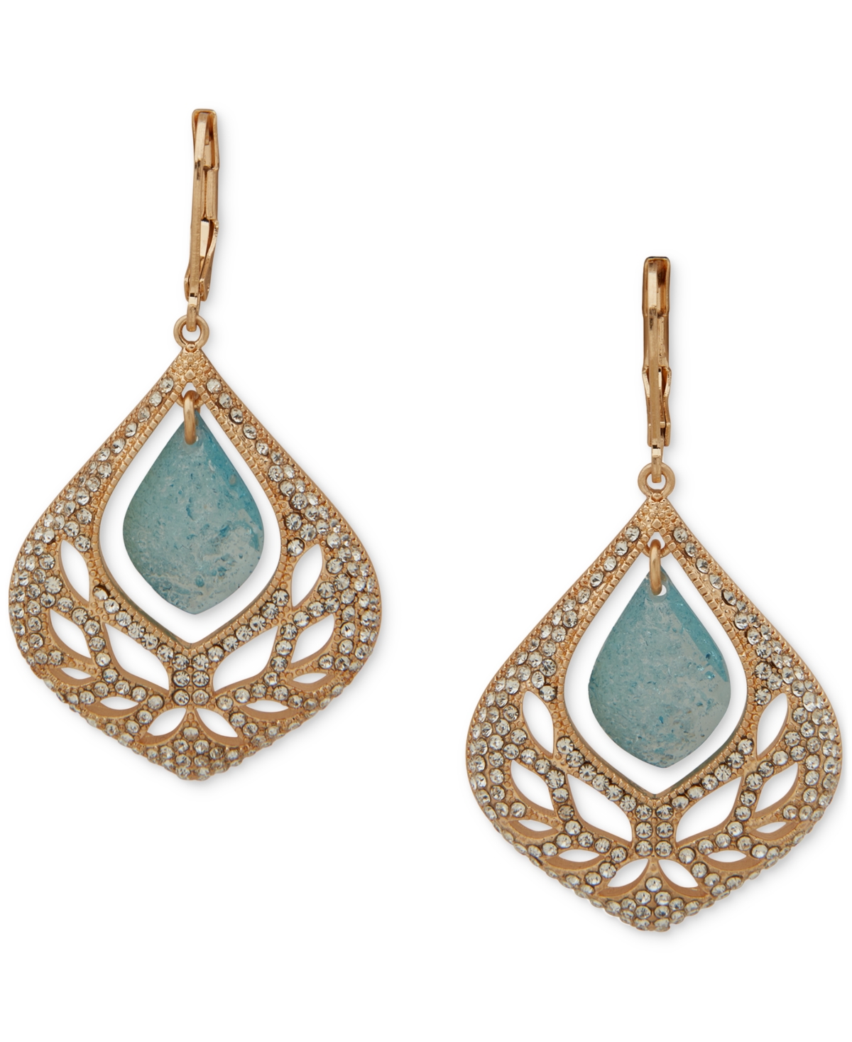 Lonna & Lilly Open Stone Branch Drop Earrings In Blue