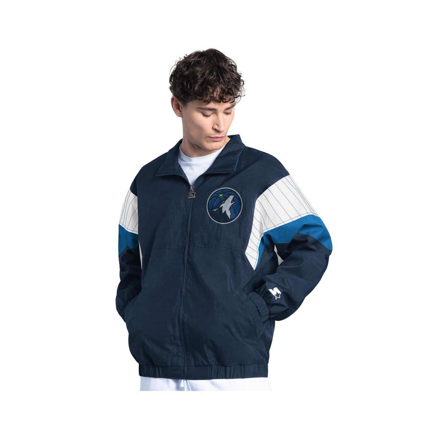 Men's Navy Minnesota Timberwolves Yard Line Full-Zip Jacket