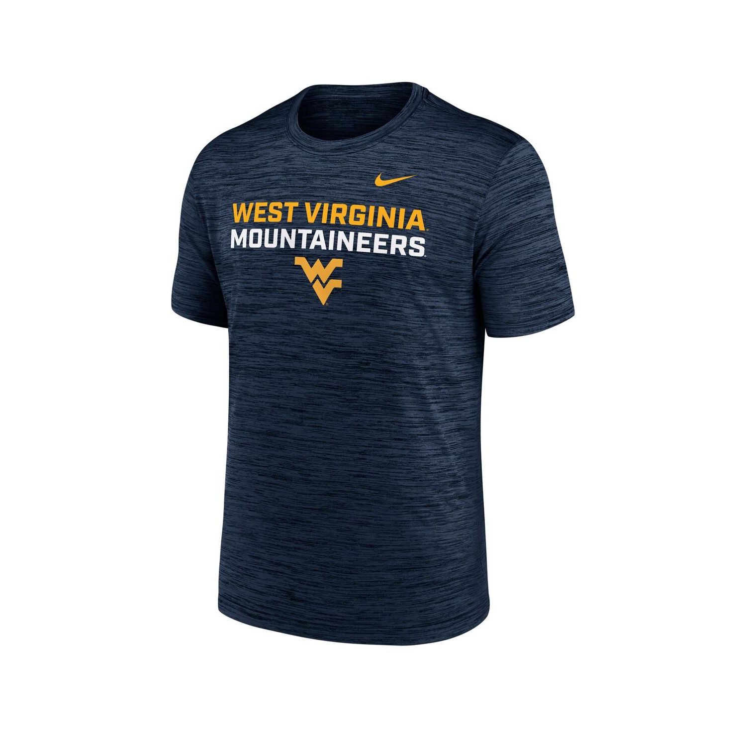 Men's Navy West Virginia Mountaineers Campus Center Stack Velocity Performance T-Shirt
