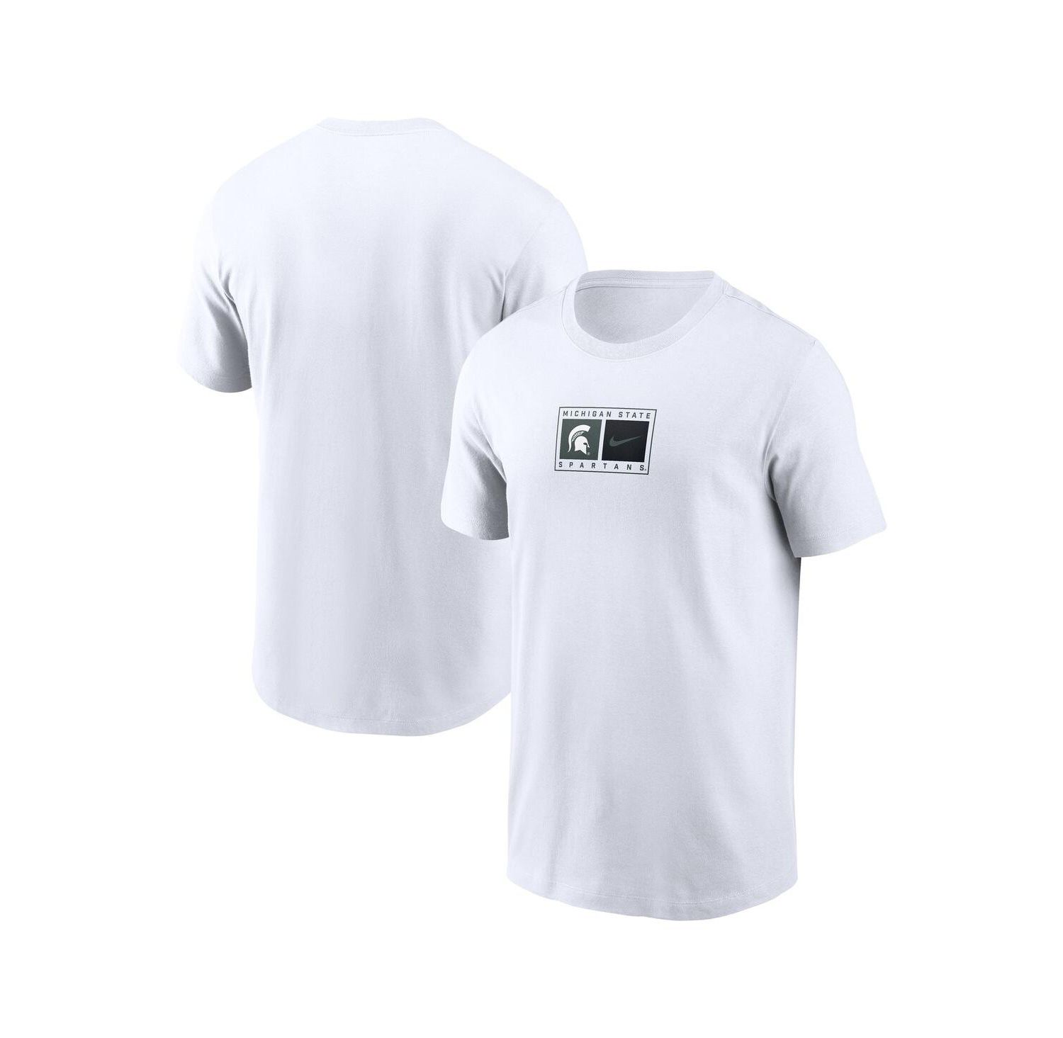 Men's White Michigan State Spartans Campus Logo Swoosh T-Shirt