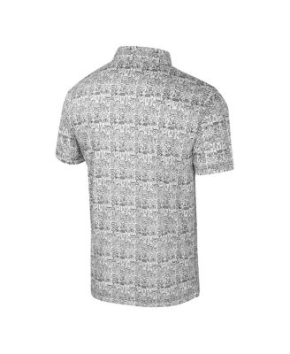 Men's Black/White Iowa Hawkeyes Big Tall Allover Polo Shirt