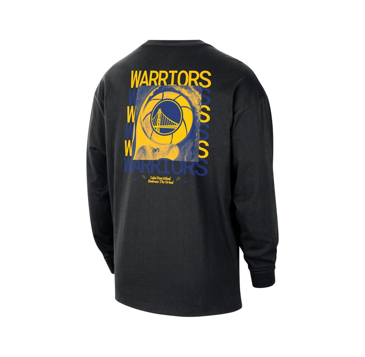 Men's Black Golden State Warriors Courtside Oversized Long Sleeve T-Shirt