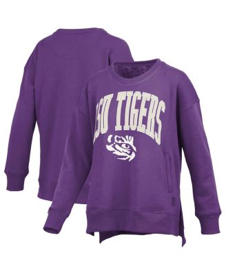 Pressbox - Women's Purple LSU Tigers Pocketed Arch Pullover Sweatshirt