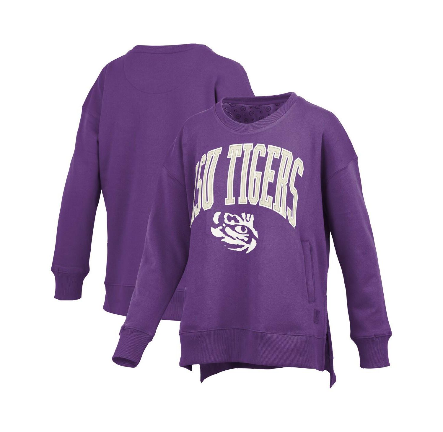 Women's Purple LSU Tigers Pocketed Arch Pullover Sweatshirt