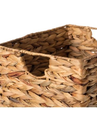 Natural Decorative Woven Water Hyacinth Storage Basket for The Playroom, Bedroom, and Living Room