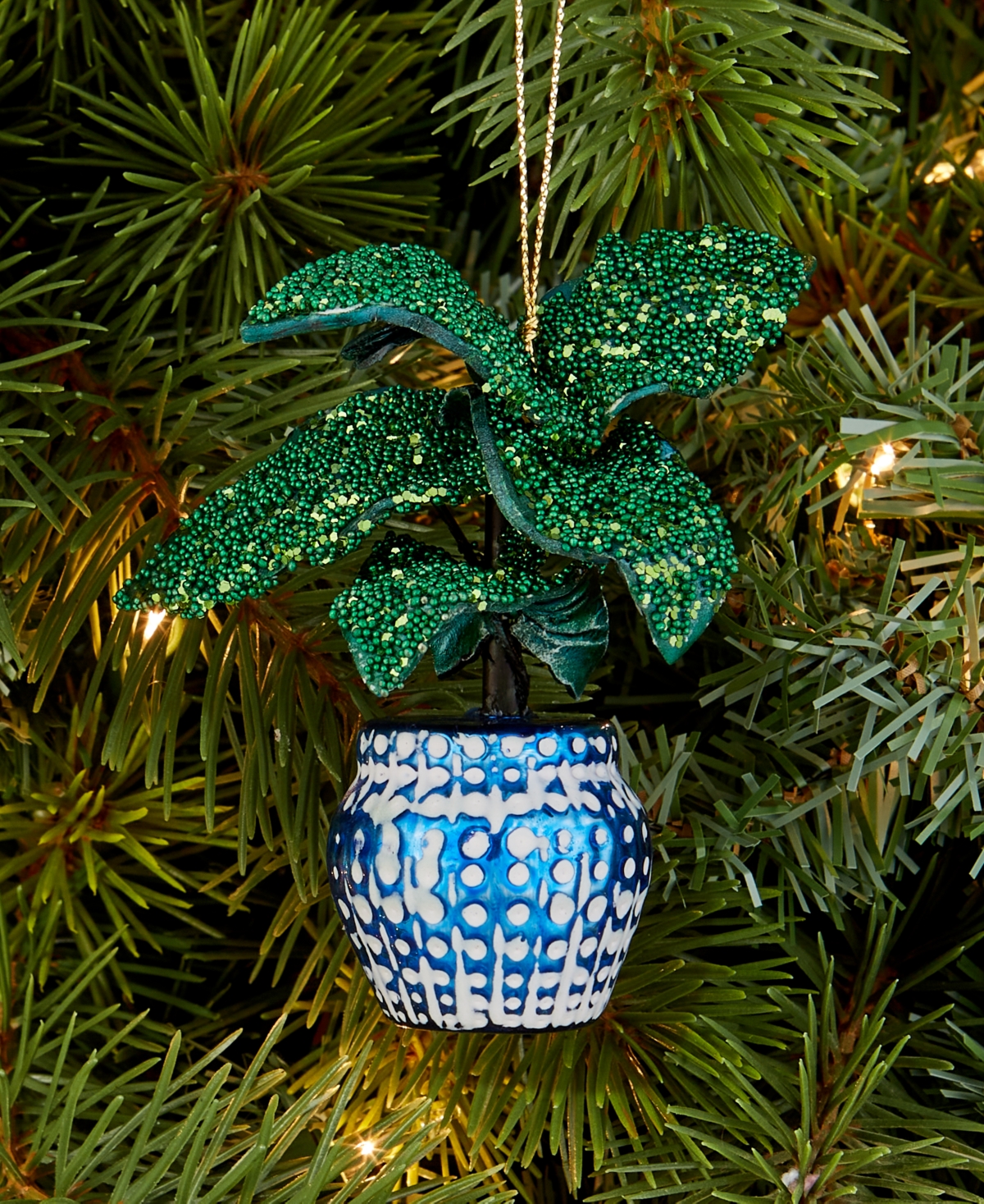 Holiday Lane Eclectic Charm Glass Potted House Plant Ornament, Macy's Exclusive In Transparent