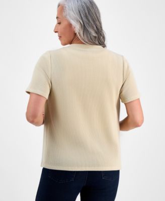 Petite Short-Sleeve Crewneck Cardigan, Macy's Exclusive