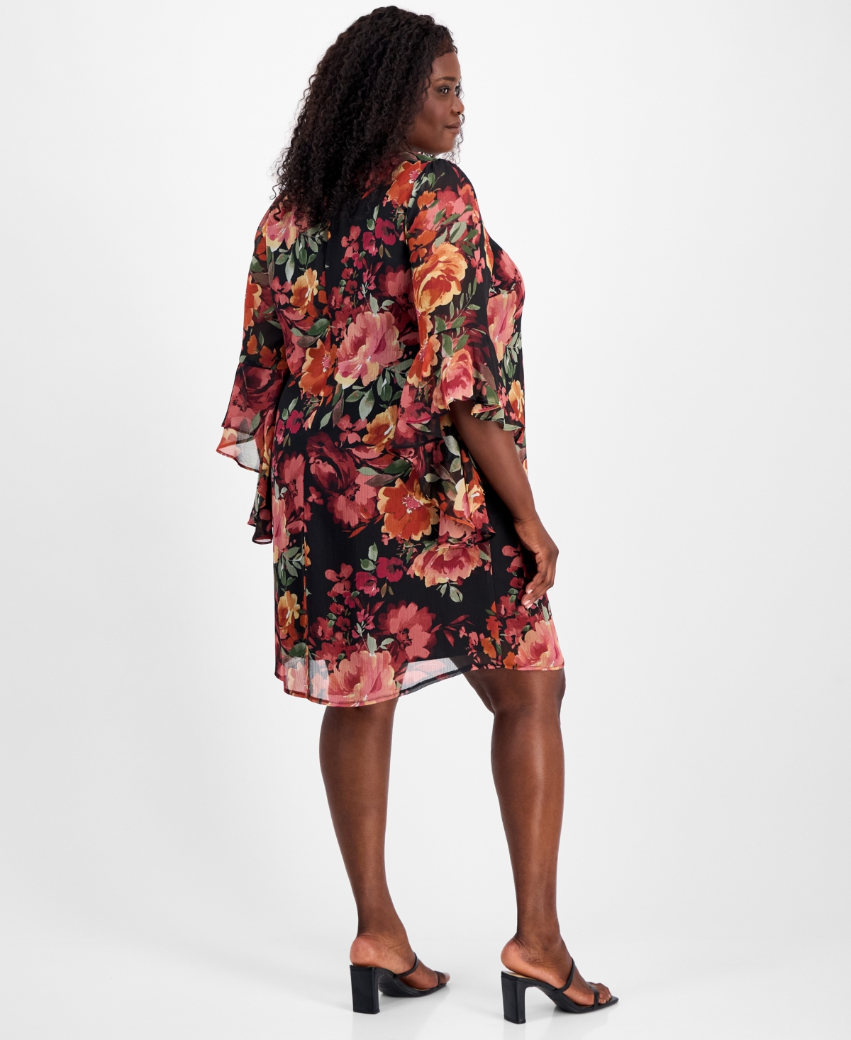 Connected Plus Size Printed Round-neck Sheath Dress In Multi