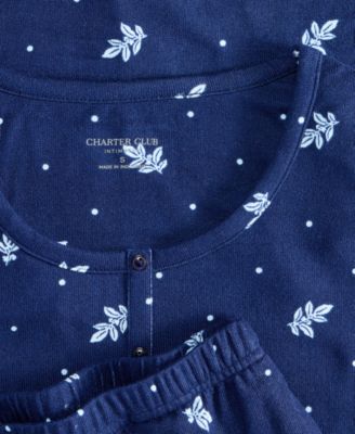 Plus Size Long-Sleeve Henley Knit Pajama Set