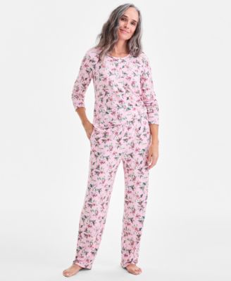 Charter Club - Women's 2-Pc. Printed Long-Sleeve Pajamas Set