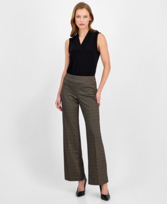 Anne Klein - Women's High-Rise Wide-Leg Pull-On Pants