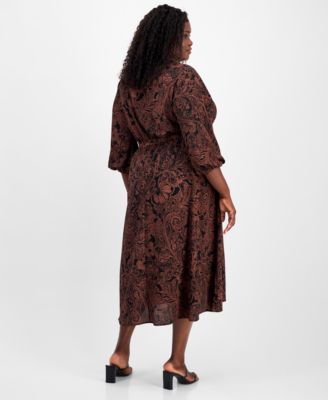 Plus Size Paisley-Print Shirtdress