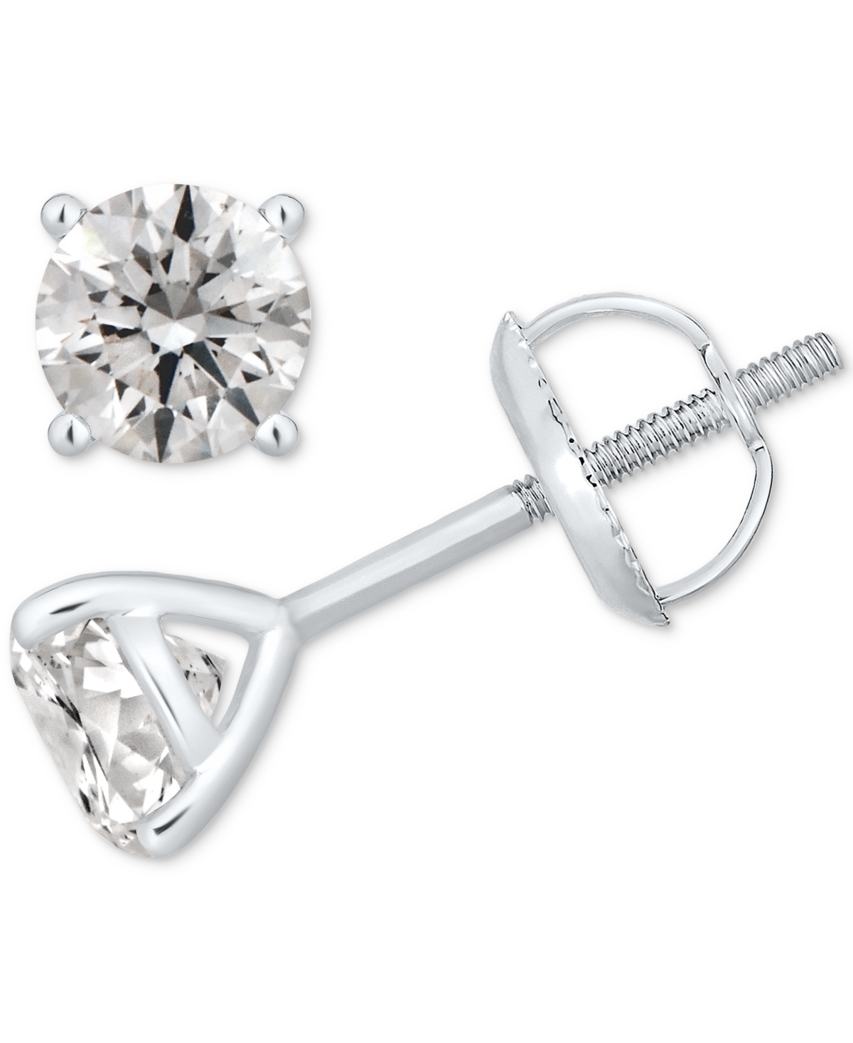 Gia Certified Diamond Stud Earrings (2 ct. t.w.) in 14k White Gold - White Gold