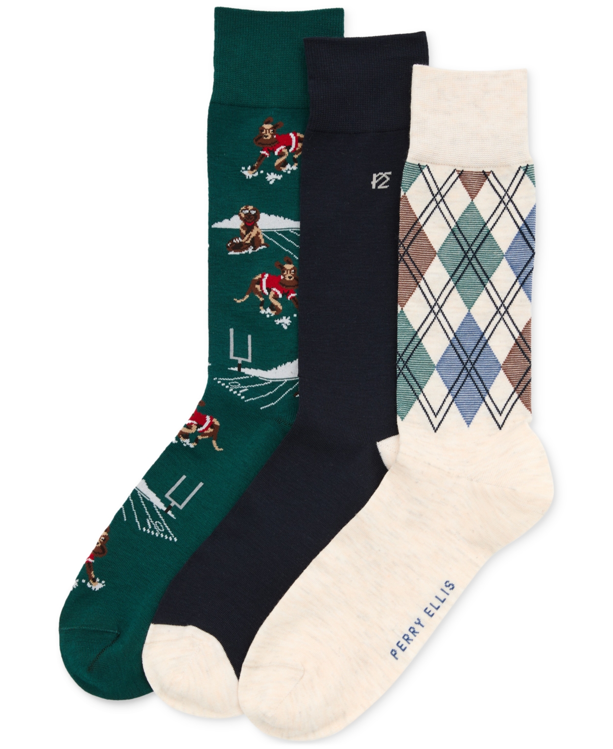 Perry Ellis Portfolio Men's 3pk. Mixed Patterned Socks In Multi