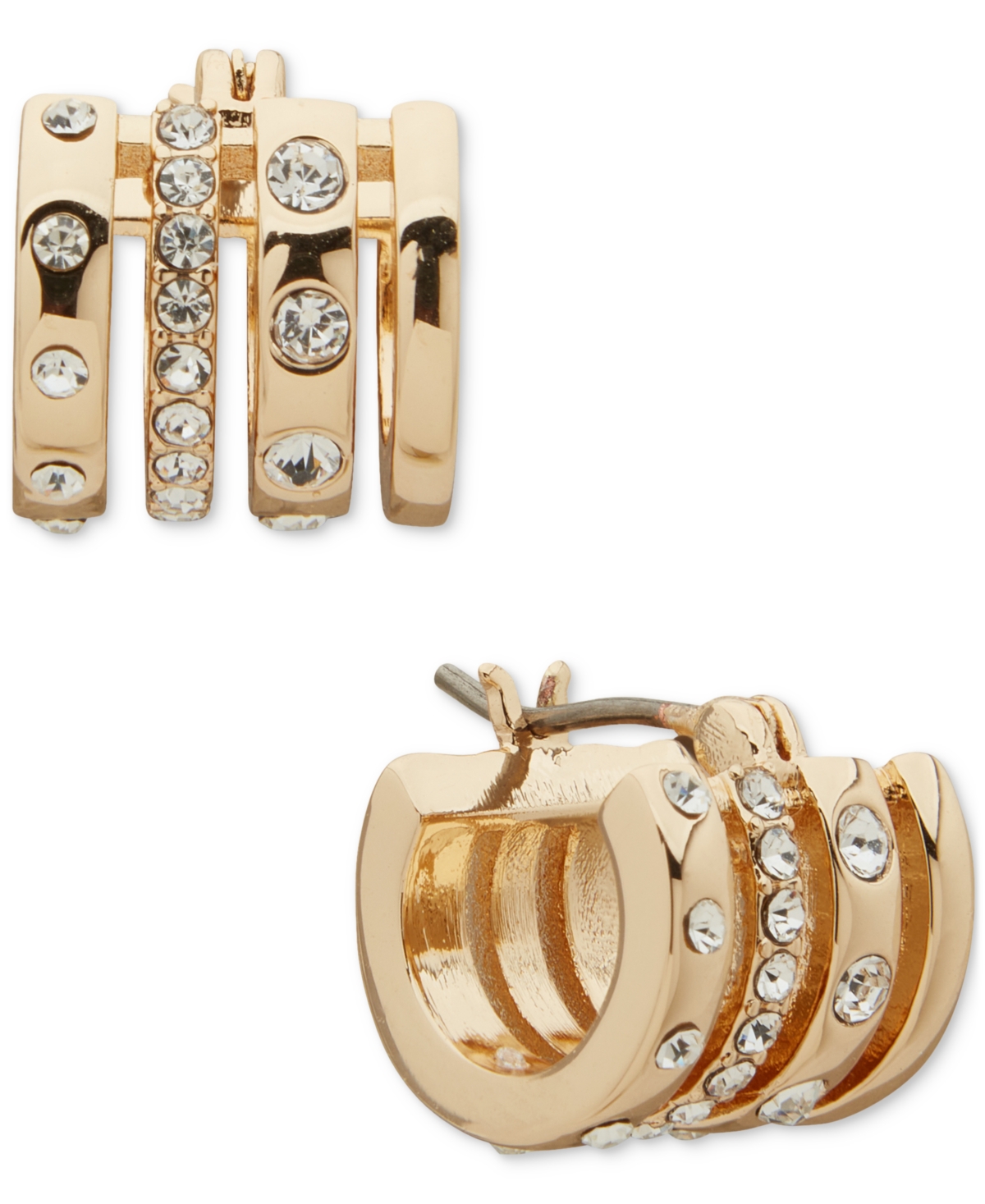 Karl Lagerfeld Extra-small Pave Multi-row Hoop Earrings, 0.3" In White