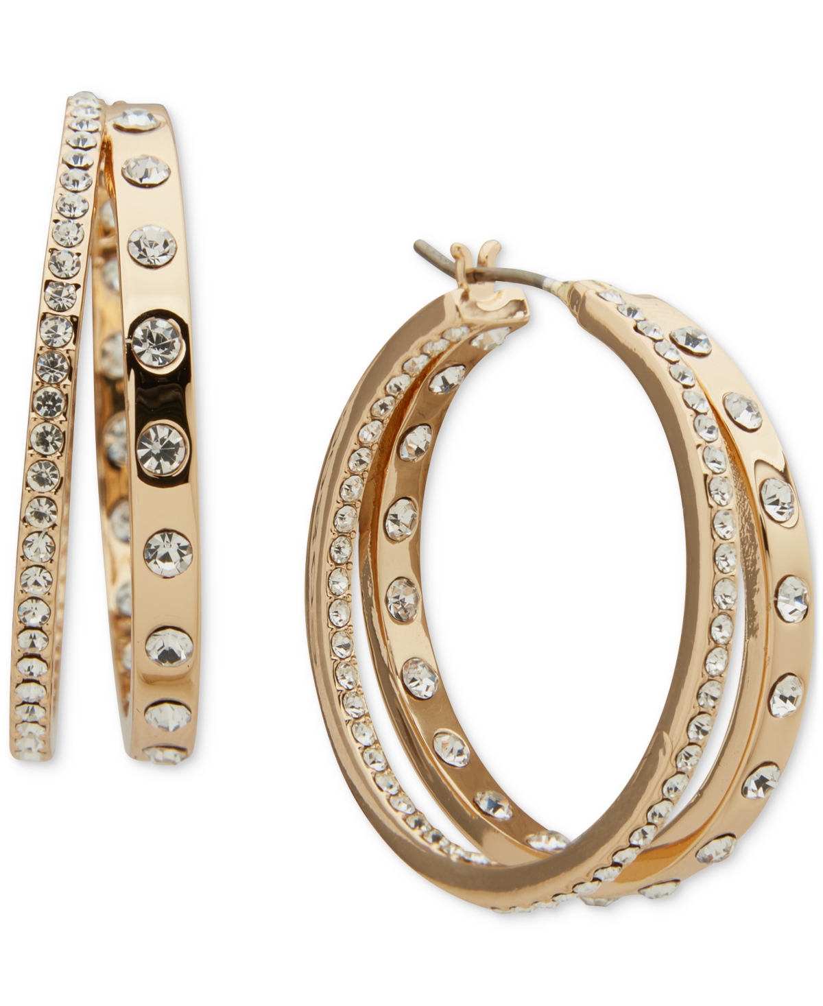 Karl Lagerfeld Small Pave Split Hoop Earrings, 1" In White