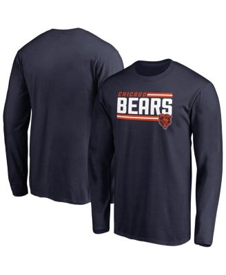 Fanatics Mto Label - Men's Navy Chicago Bears Iconic Collection On Side Stripe Long Sleeve T-Shirt