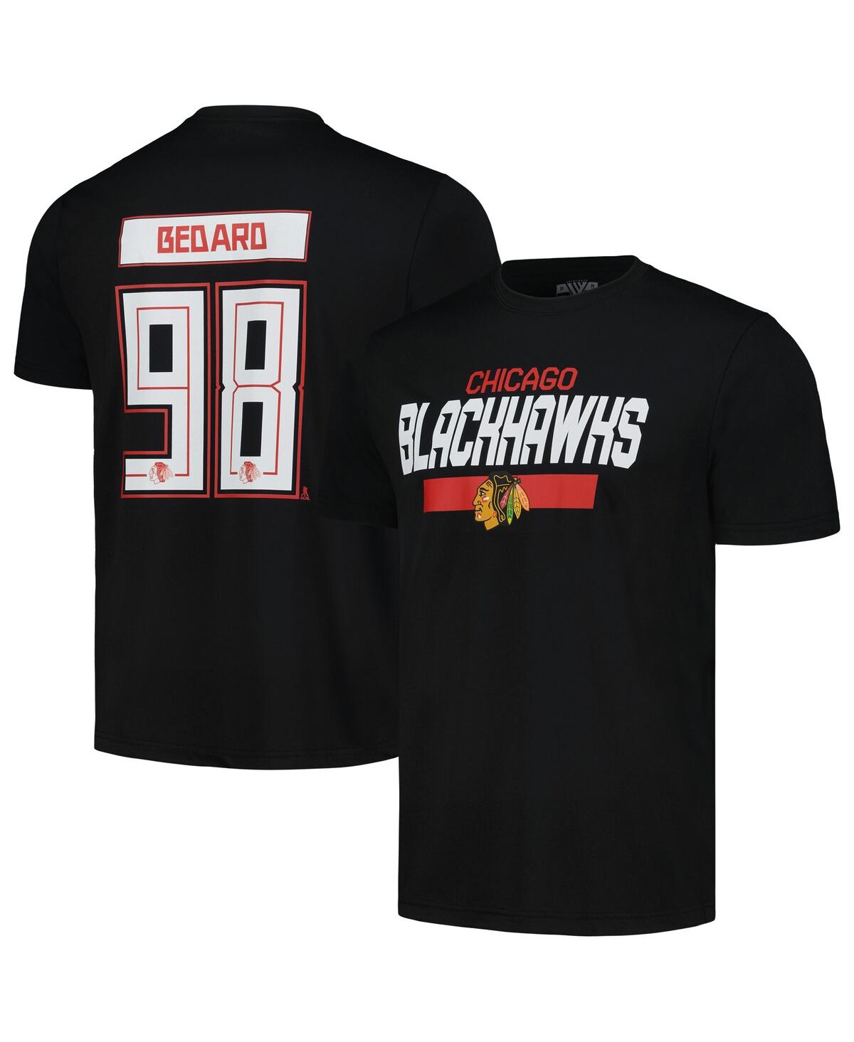Men's Connor Bedard Black Chicago Blackhawks Anthem Name Number Player T-Shirt - Black