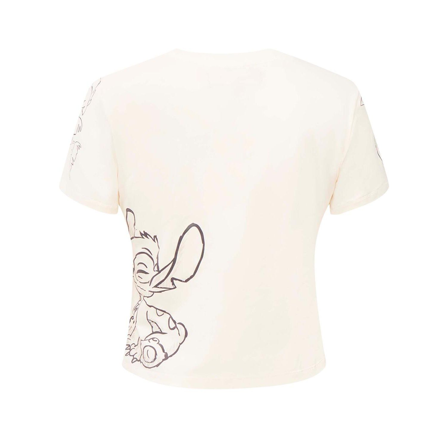 Women's Cream Lilo and Stitch Nose Kiss Baby Doll T-Shirt