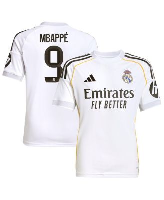 adidas - Big Boys and Girls Kylian Mbappe White Real Madrid 2025/26 Home Replica Jersey