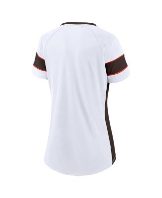 Women's White Cleveland Browns Athena Lace-Up V-Neck T-Shirt