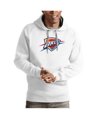 Antigua - Men's White Oklahoma City Thunder Team Logo Victory Pullover Hoodie