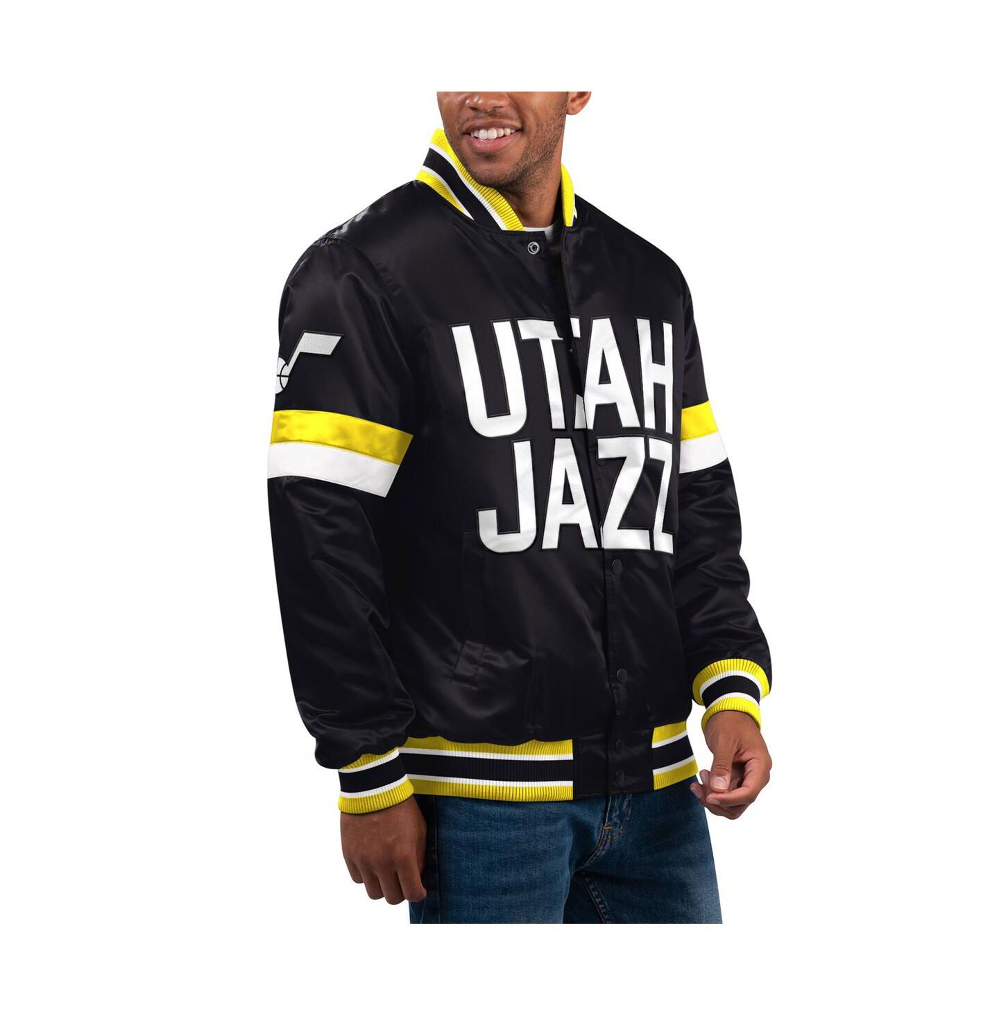 Мужская куртка Starter Black Utah Jazz Home Game Satin Full-Snap Varsity — фото 1