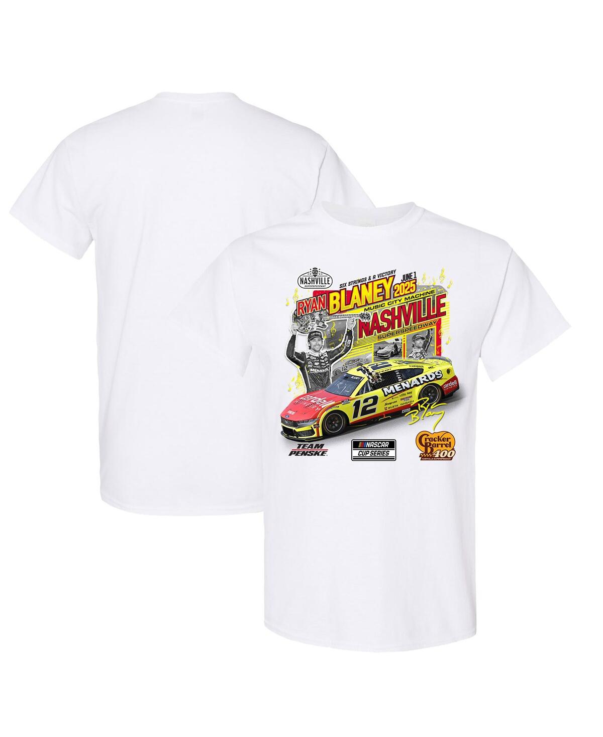 Men's White Ryan Blaney 2025 Barrel 400 Race Winner T-Shirt - White