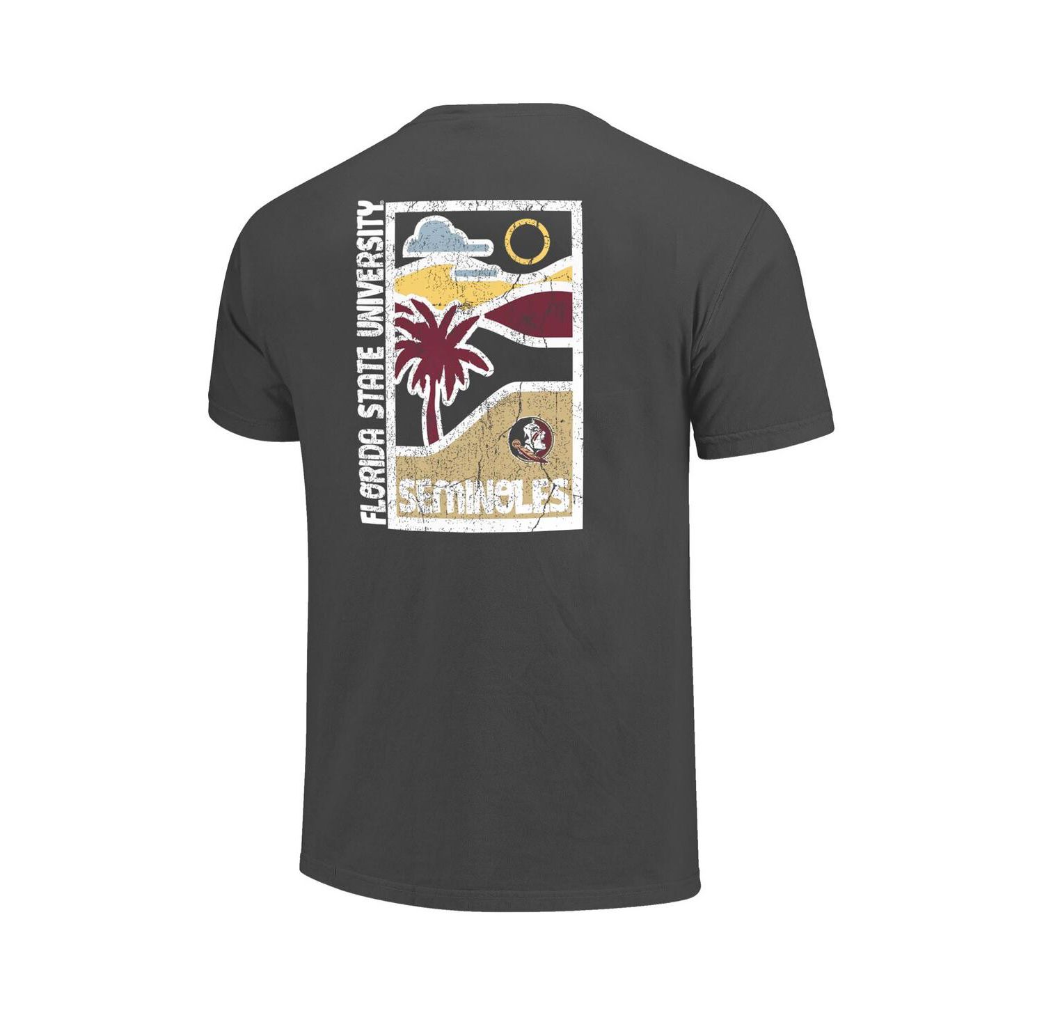 Men's Graphite Florida State Seminoles Comfort Colors Minimal Vista Distressed Graphics T-Shirt