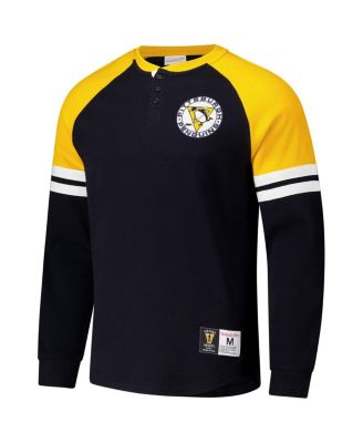 Men's Black Pittsburgh Penguins Thermal Henley Long Sleeve T-Shirt