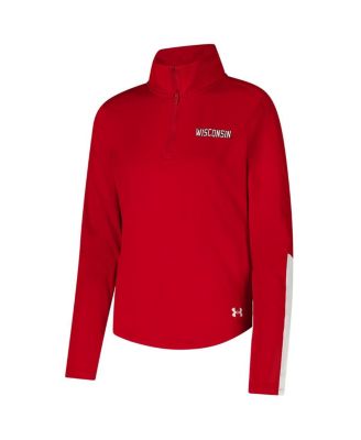 Women's Red Wisconsin Badgers Gameday Knockout Sleeve Hit Quarter-Zip Jacket