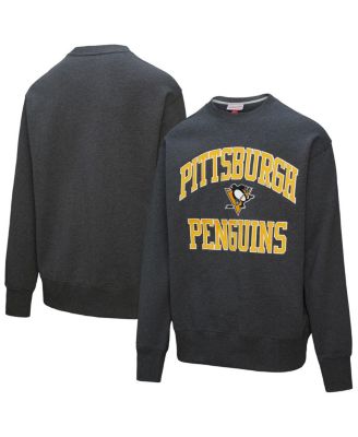 Mitchell & Ness - Men's Heather Charcoal Pittsburgh Penguins Playoff Win Fleece Pullover Sweatshirt