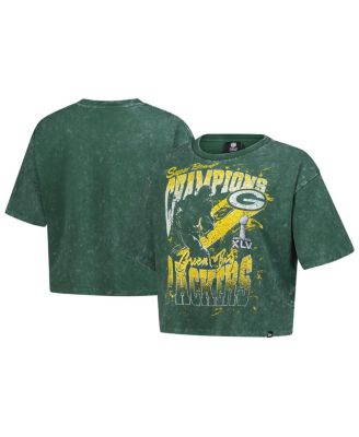 New Era - Women's Green Green Bay Packers Cropped Boxy Sport Classics Mineral Wash T-Shirt