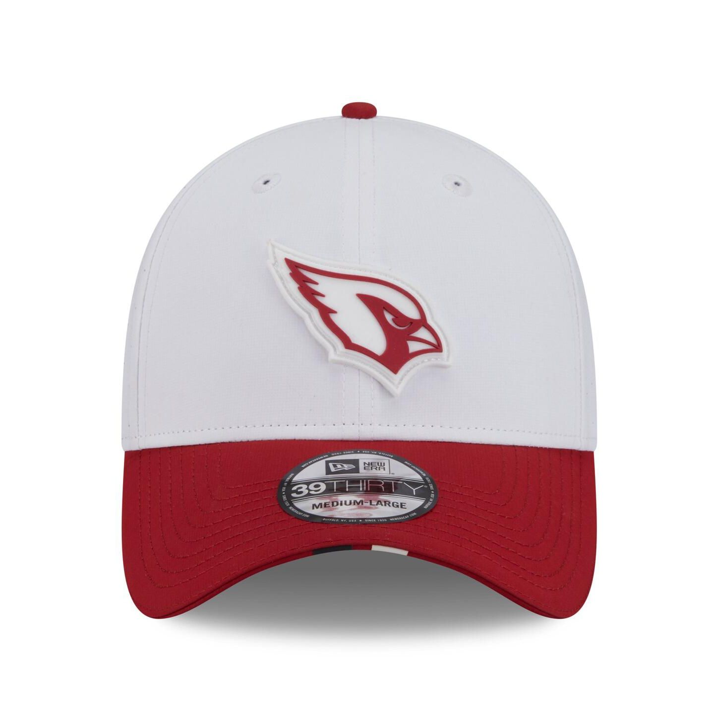 Мужская кепка New Era White/Cardinal Arizona Cardinals 2025 NFL Training Camp 39THIRTY Flex Hat — фото 2