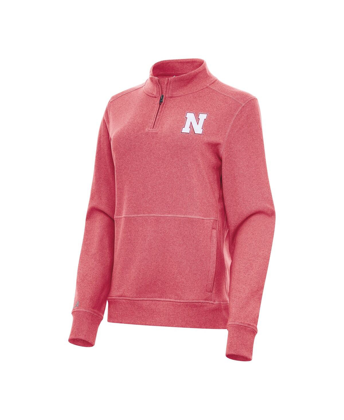 Women's Heather Red Nebraska Huskers Crush Quarter-Zip Fleece Sweatshirt - Heather Red